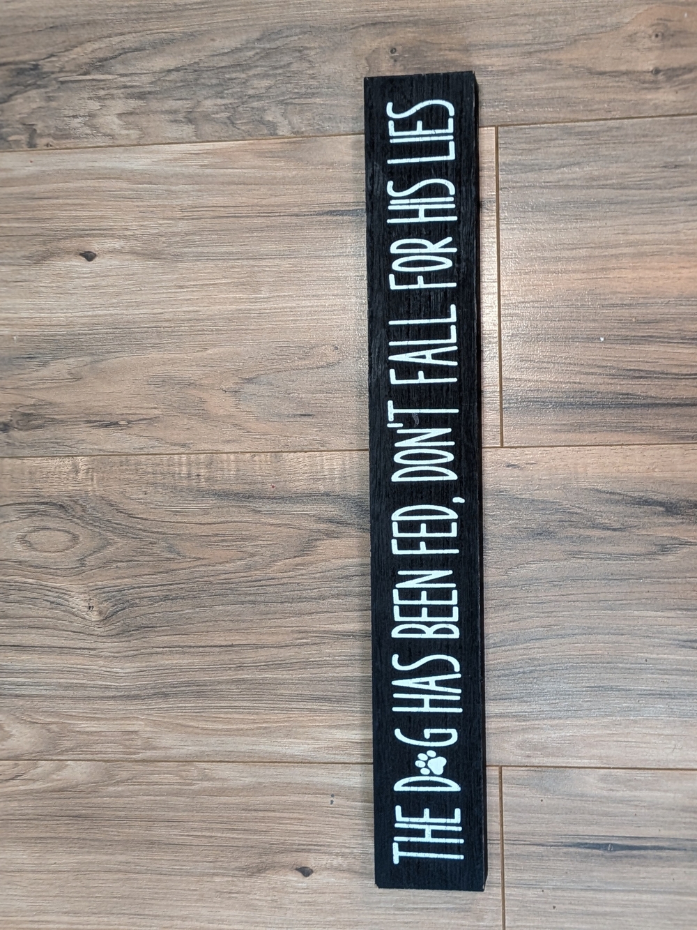 Black Wooden Pet Warning Sign with White Lettering